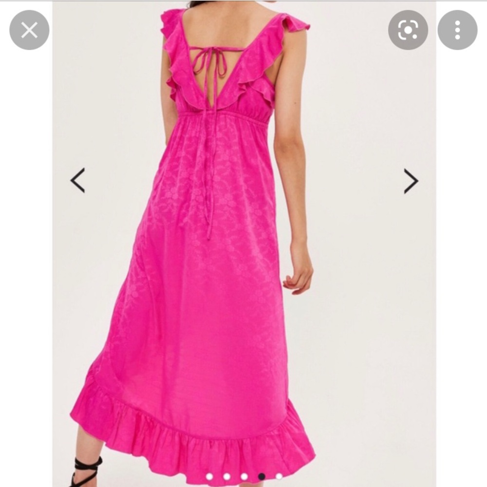 TOPSHOP Jacquard Ruffled Wrap Dress